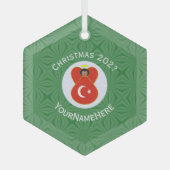 Turkse vlag Kerstmis, naam jaar Hexagon Glas Ornament (Voorkant)