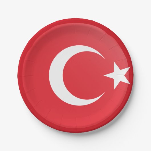 Turkse vlag papieren bordje (Voorkant)