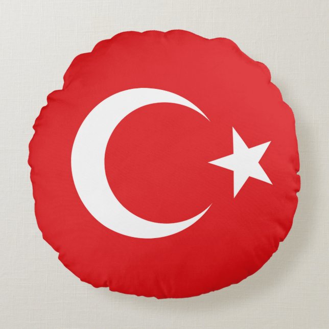 Turkse vlag rond kussen (Voorkant)