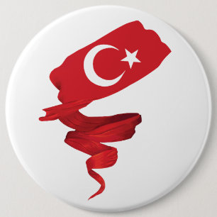 Turkse vlag ronde button 6,0 cm