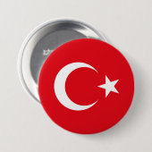 Turkse vlag ronde button 7,6 cm (Voorkant /achterkant)