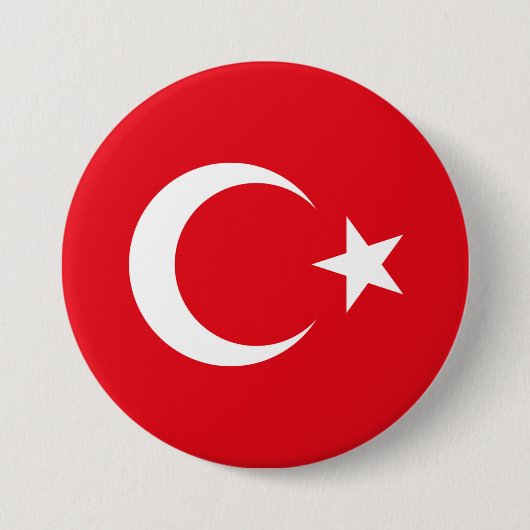 Turkse vlag ronde button 7,6 cm (Voorkant)