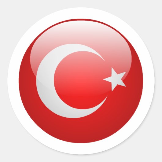 Turkse vlag ronde sticker (Voorkant)
