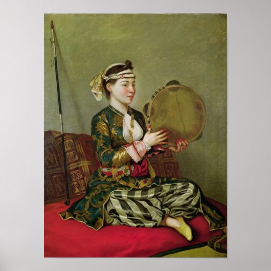 Turkse vrouw met een tambourine poster (Voorkant)