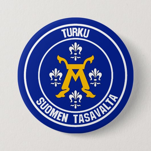 Turku Round Emblem Ronde Button 7,6 Cm (Voorkant)