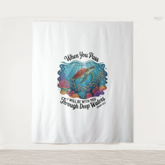 Turle als je door diepe wateren gaat wandkleed