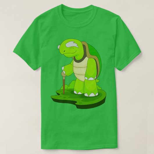 Turle Pensioner Wandelstok T-shirt (Design voorkant)