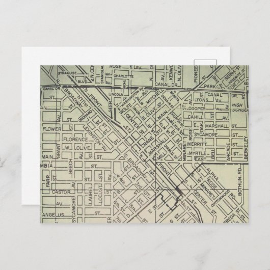 Turlock, CA  Map Briefkaart (Voorkant / Achterkant)