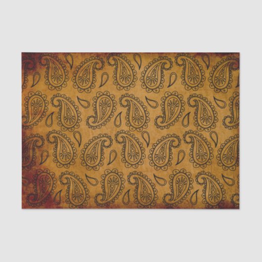 Turmeric Indian Paisley  Leather Pattern Tissuepapier (Voorkant)
