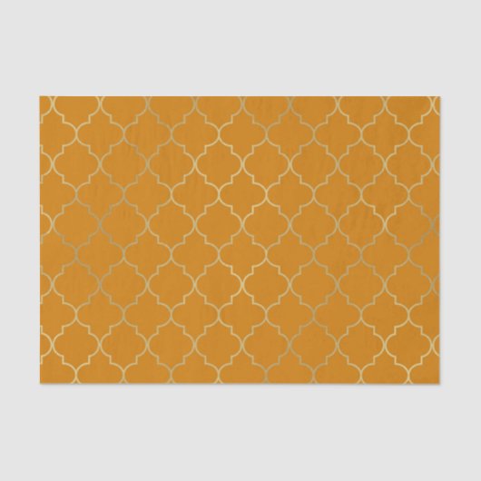 Turmeric Yellow & Gold Quatrefoil Pattern Party Tissuepapier (Voorkant)