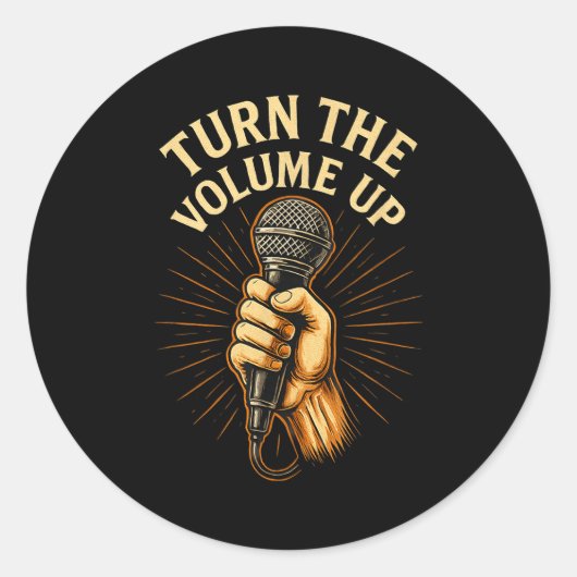 Turn The Volume Up  Ronde Sticker (Voorkant)