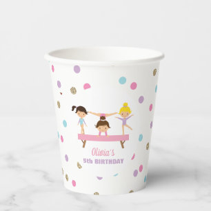 Turnen pastel verjaardag papieren bekers