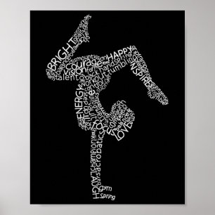 Turnen Typografie Grappige Turnen Handstand Vrouwe Poster