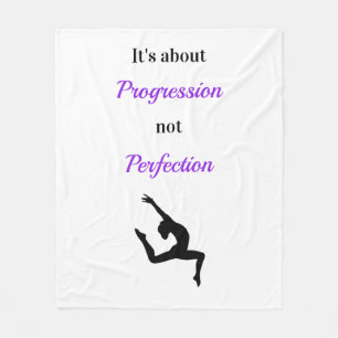 Turnen Vooruitgang, niet perfectie Motivatie Fleece Deken