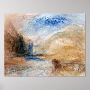 Turner - berglandschap met meer poster