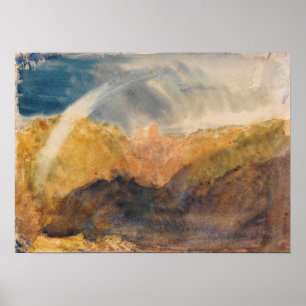 Turner - Crichton Castle, bergachtig met regenboog Poster