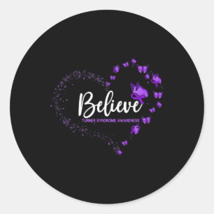 Turner Syndrome Awareness Butterfly Geloof Ronde Sticker