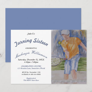 TURNING 16 TENNIS PLAYER PARTY INVITATION