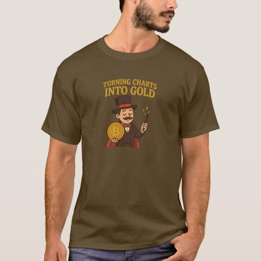 Turning Charts Into Gold Bitcoin Magician T-shirt (Voorkant)
