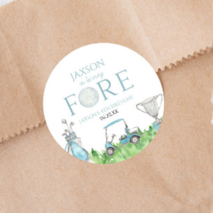 Turning Fore Blue Golf 4e verjaardag Ronde Sticker