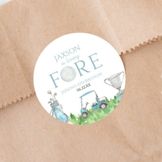 Turning Fore Blue Golf 4e verjaardag Ronde Sticker