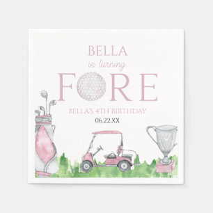 Turning Fore Pink Golf 4e verjaardag Servet