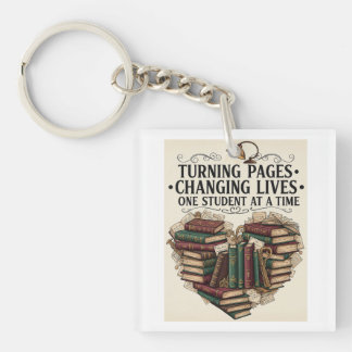 Turning Pages Changing Lives | Vintage Book Heart  Sleutelhanger