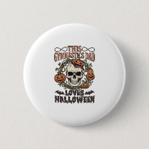 Turnvader Papa Houdt van Halloween Schedel Pompoen Ronde Button 5,7 Cm