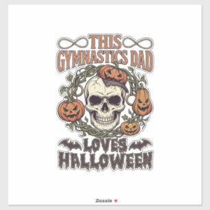 Turnvader Papa Houdt van Halloween Schedel Pompoen Sticker