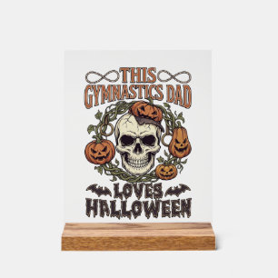 Turnvaderpapa houdt van Halloween-schedelpompoenen Acryl Bord