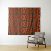 Turq & Coral Ikat Wandkleed (In Situ (horizontaal))