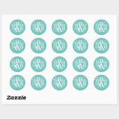 Turq Wit B&G Wijnstok Monogram Doe-het-zelf BG Ronde Sticker (Vel)