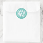 Turq Wit B&G Wijnstok Monogram Doe-het-zelf BG Ronde Sticker (Tas)