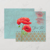 Turqoise Baroque Poppies - Wenskaart (Voorkant / Achterkant)