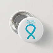 Turqoise Blue Awareness Ribbon Custom Pin Button (Voorkant /achterkant)