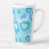 Turqoise Blue Retro Heart Latte Mug Latte Mok (Rechts)