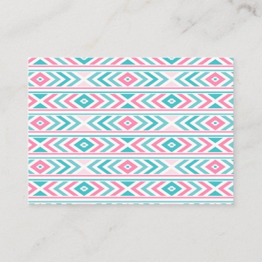 Turqoise en roze Geometric Aztec Pattern Visitekaartje (Achterkant)