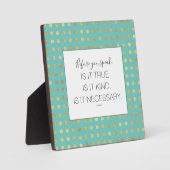 Turqoise Faux Gold Kind SayingTabletop Plaque Fotoplaat (Voorkant)