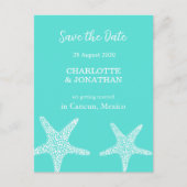 Turqoise Modern Tropical Starfish Beach Wedding Briefkaart (Voorkant)
