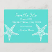Turqoise Modern Tropical Starfish Beach Wedding Briefkaart (Voorkant)