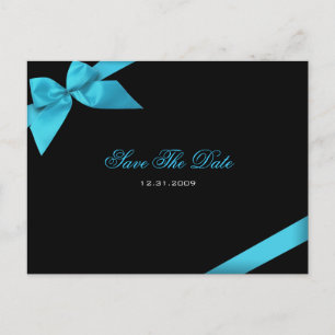Turqoise Ribbon Wedding Invitation Save the Date Aankondigingskaart