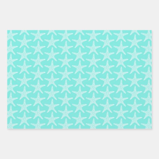 Turqoise Starfish Beach Summer Nautical Pattern Inpakpapier Vel (Voorkant)