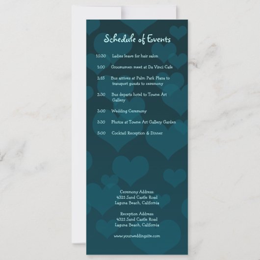 Turqoue Inséparables Long Faire-part de mariage (Dos)