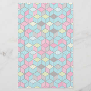 Turqouise- en roze-kubuspatroon briefpapier
