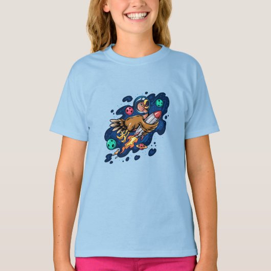 Turquie à cheval sur une fusée spatiale à T-shirt  (Devant)