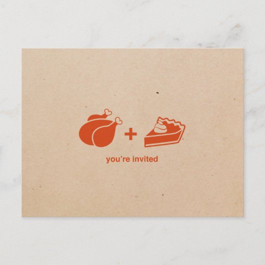 Turquie + Citrouille Pie Thanksgiving Invitations (Devant)