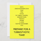 Turquie Heure Thanksgiving Party Invitations perso (Dos)