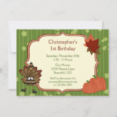 Turquie Thanksgiving 1st Birthday Invitation for B (Dos)