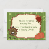 Turquie Thanksgiving 1st Birthday Invitation for B (Devant)