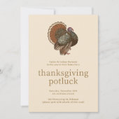 Turquie vintage Thanksgiving Potluck Invitation (Devant)